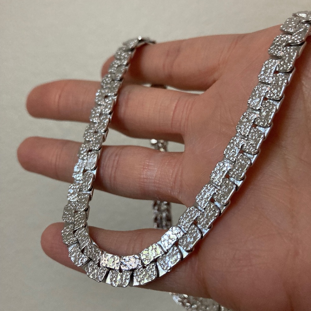 New Vanessa Mooney Silver Nugget Chunky chain statement necklace silver nugget
